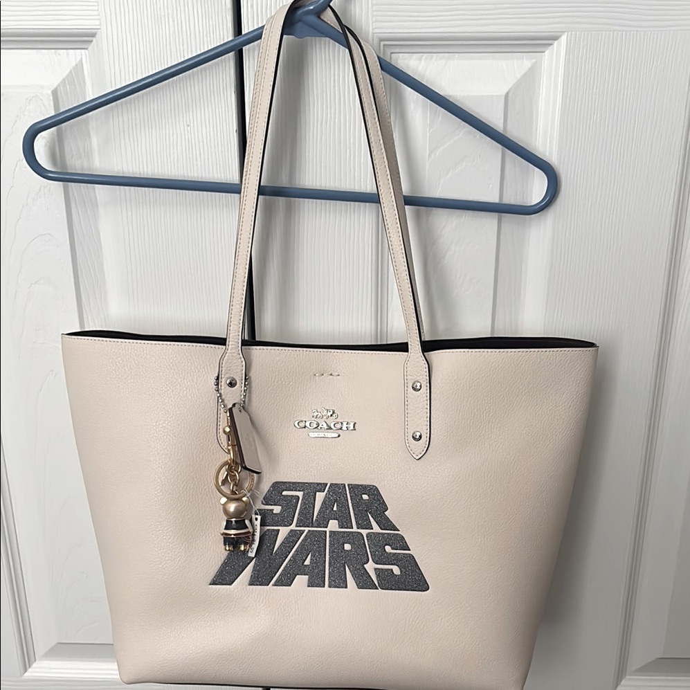 Coach Star Wars Pebble Leather Tote Bag In Light Beige